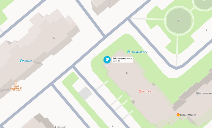 Карта с расположением пункта самовывоза в Звенигороде